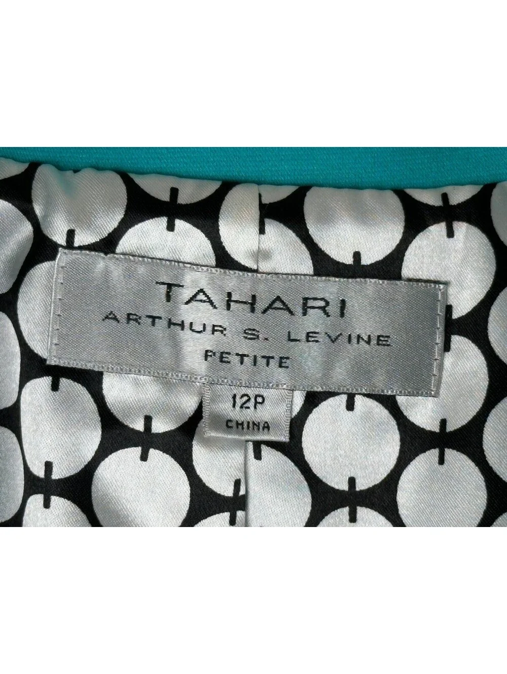 Tahari Arthur S Levine Skirt Suit Set Womens 12P Teal Blue Blazer Black Belt 3pc